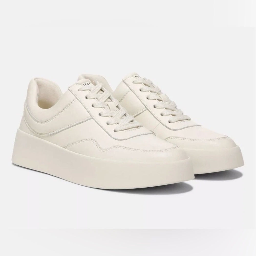 NWOB Vince Women's Leather Warren Court Low Top Sneakers In Milk Sz 8/38.5 EUR